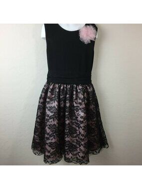 Cherokee Girl's Black Dress Pink Party Dressy Sleeveless Tulle Size L Lg Large